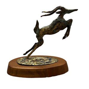 VTG ‘73 Brutalist Bill Lett Original Gazelle Copper Sculpture Bronze Brass MCM